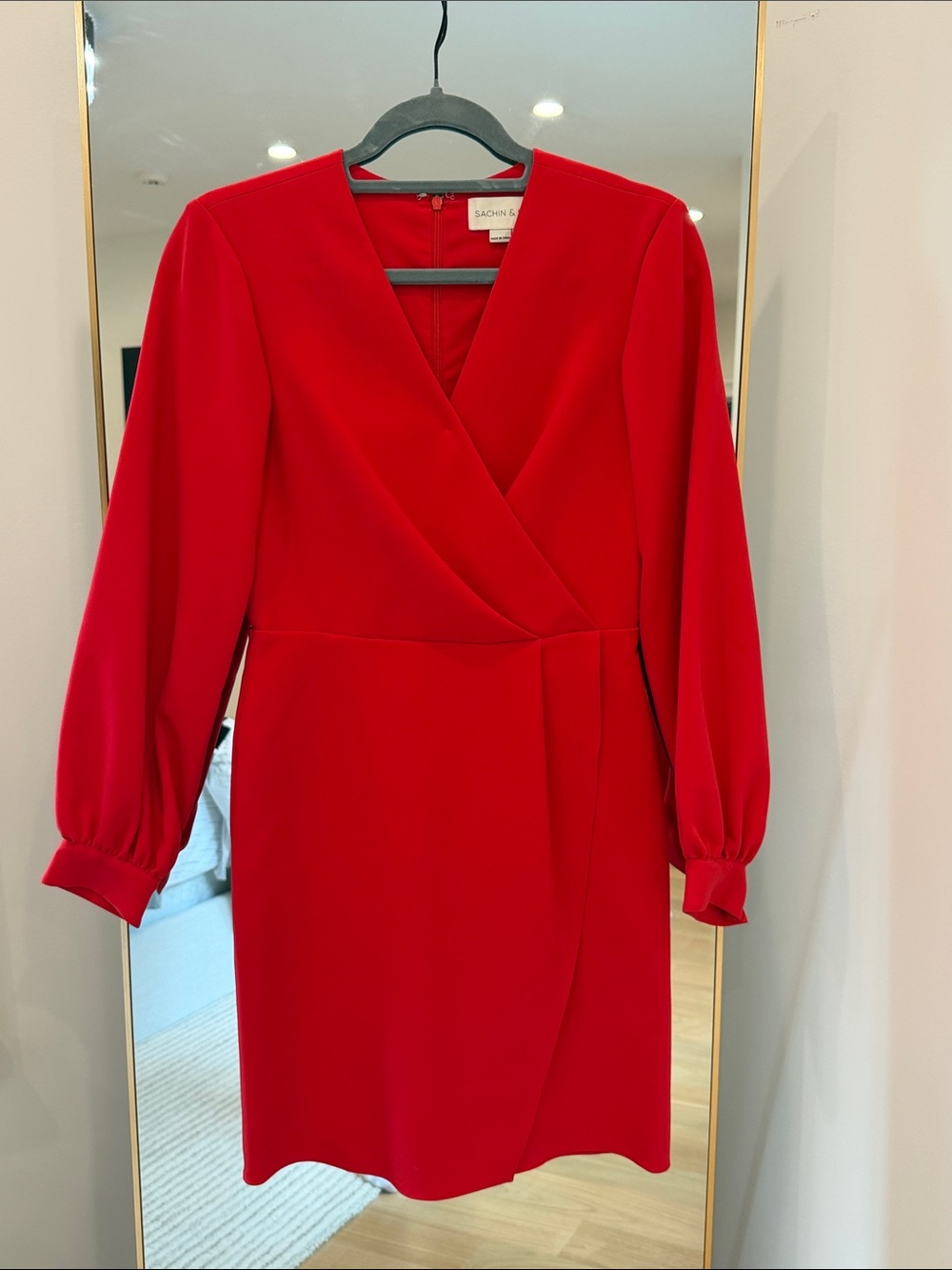 Sachin + Babi Vibrant Red Long Sleeve Wrap Dress